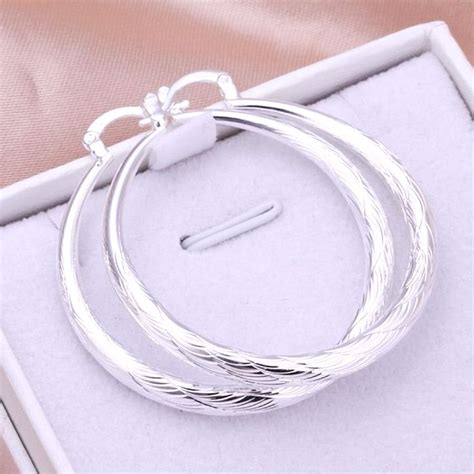 Hoop Earrings 925 Sterling Silver Stamped Jewelry