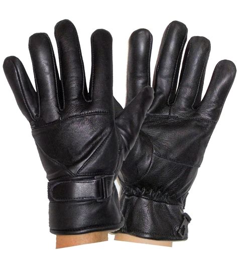 Men S Warm Insulated Thinsulate Winter Leather Driving Gloves With Wrist Strap Ebay