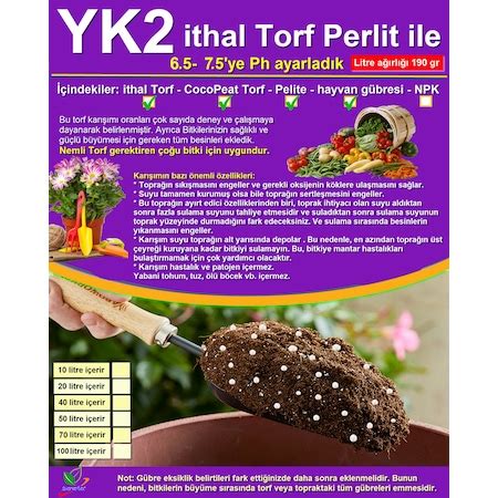 Yk2 İthal Torf Cocopeat Perlit ile Çiçek Sebze Tohumu Toprak 50 L YK2