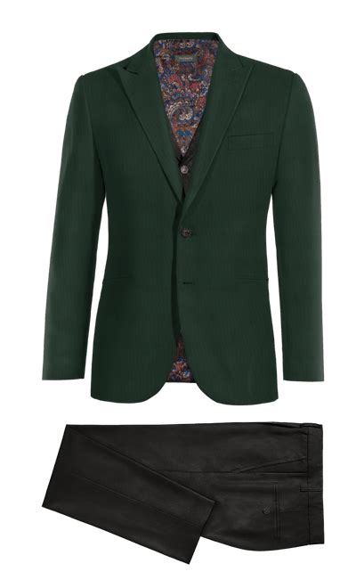 Green Wool Blends Peak Lapel 3 Piece Suit And Peak Lapel Waistcoat