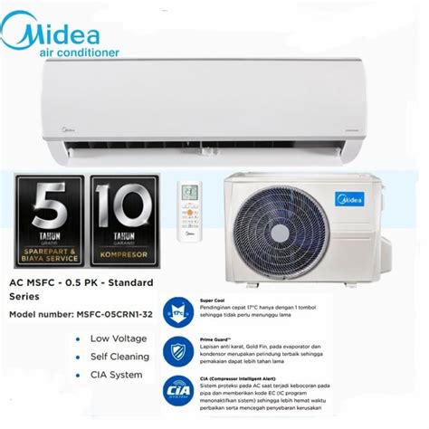 Jual AC Split Midea Standart MSFC 05CRN1 32 1 2pk Daya 350 Freon R32