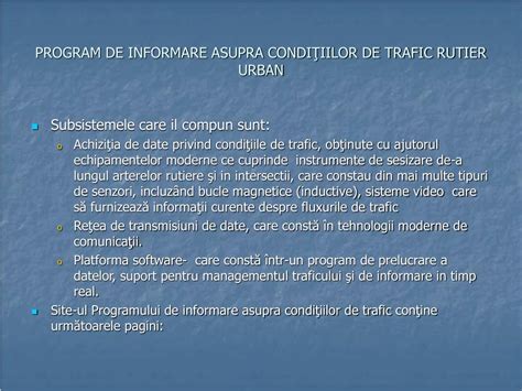 PPT PROGRAM DE INFORMARE ASUPRA CONDIŢIILOR DE TRAFIC RUTIER URBAN