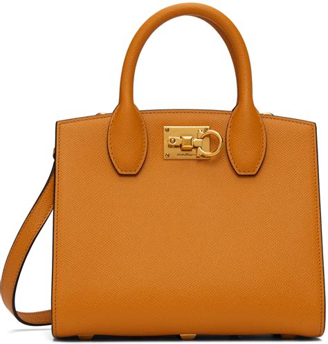 Ferragamo Orange Studio Box Bag Ssense