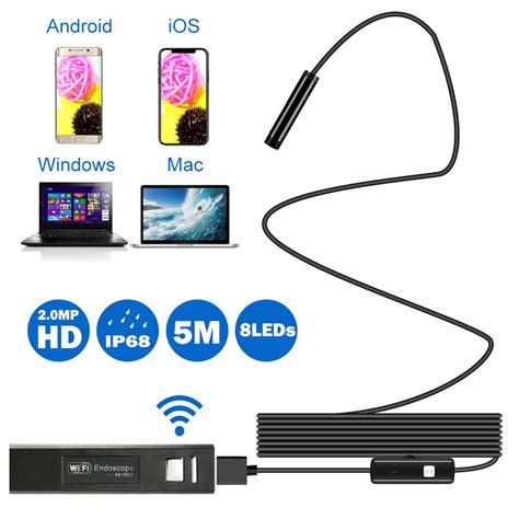 WIFI Endoscope Camera HD 1200P Mini Waterproof Soft Cable 2 0