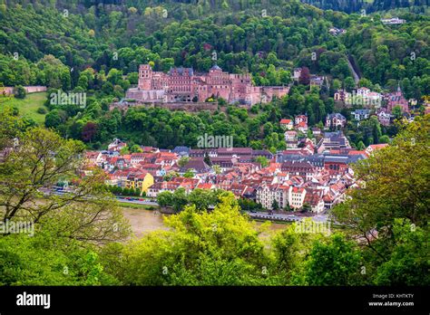 Panoramic View Of Beautiful Medieval Town Heidelberg Including Carl