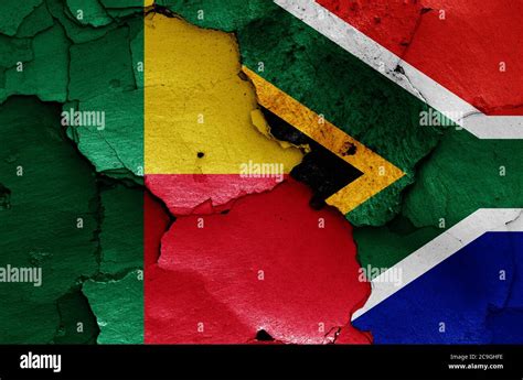 Flags Of Benin And South Africa Painted On Cracked Wall Stock Photo Alamy