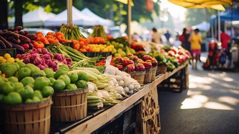 Farmers Market Filled With An Array Of Colorful And Fresh Fruits