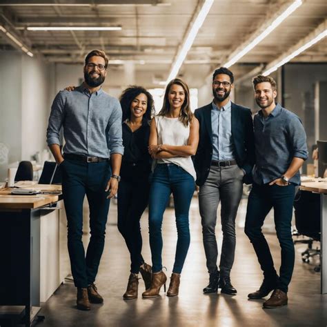 Premium Photo | Group of happy working people at the office generative AI