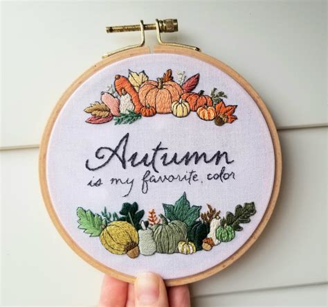 Autumn Pumpkins Embroidery Hoop Kit Fall Colors Embroidery Etsy