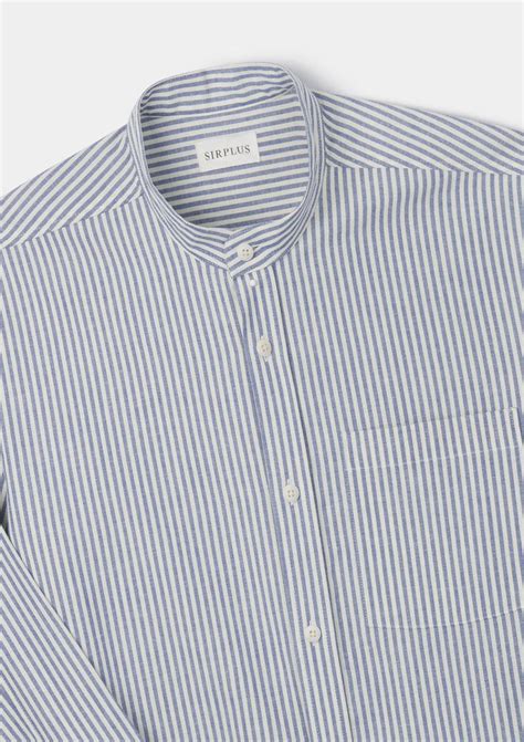 Blue And White Striped Grandad Shirt Sirplus