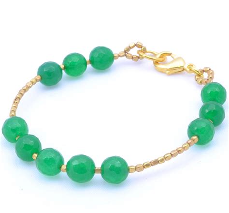 Green Jade Gold Plated Bracelet - Indigo Blue Trading