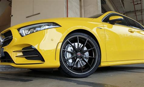 Mercedes Benz A35 AMG W177 Yellow With Rays Volk G25 Aftermarket Wheels