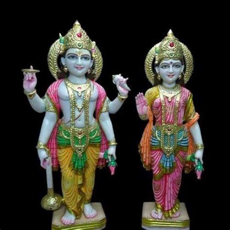 Multicolor Hindu Marble Vishnu Laxmi Statue For Worship Size