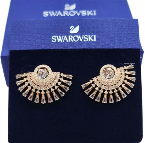 Swarovski New Fan Earrings Female Sparkling Dance Dial Up Pierced Earrings Lazada Singapore