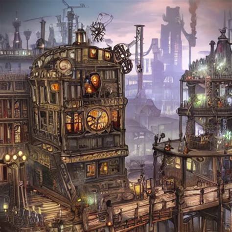 City Steampunk Style Fantasy Style Super High Stable Diffusion