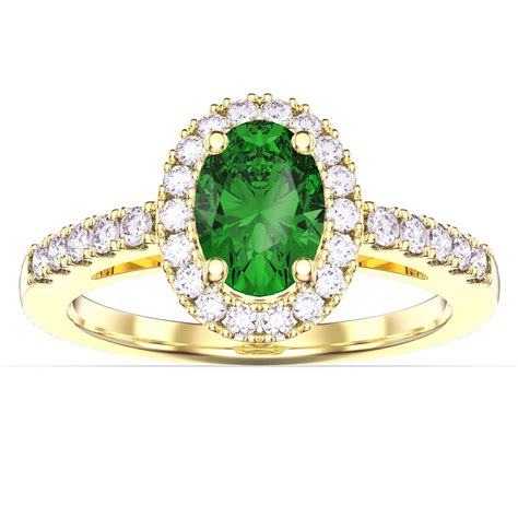 Eternity Emerald And Diamond Oval Halo 18ct Yellow Gold Engagement Ring