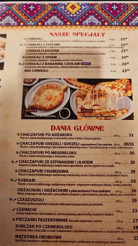 Carta del restaurante Chinkalnia Restauracja Gruzińska Zielona Gora