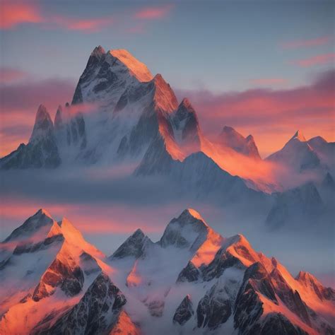 Premium AI Image | Sunset Sky mountain range Wallpaper