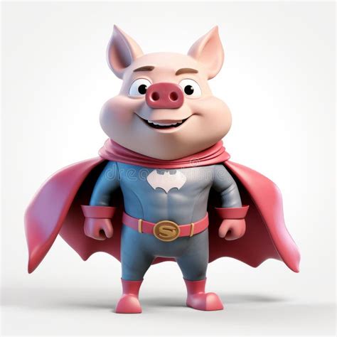 superhero pig  delightful cartoon character  pixar style stock