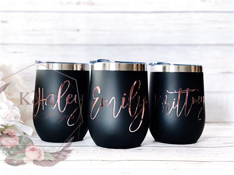 Personalized Wine Tumbler Bridesmaid Tumbler Monogram Wine Metal Wine Glass Insulated Wine