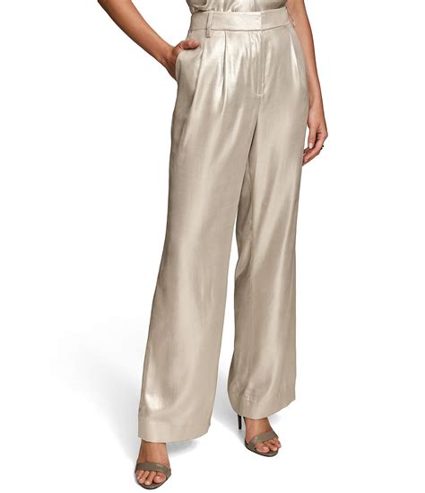 Donna Karan Pearl Foil Pleated Wide Leg Pants Dillards