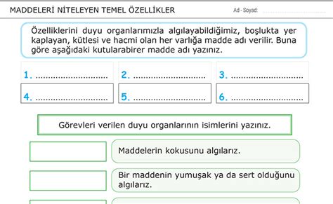 S N F Maddeleri Niteleyen Temel Zellikler Fen Bilimleri