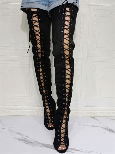 Lace Up Black Thigh High Boots Atelier Yuwa Ciao Jp