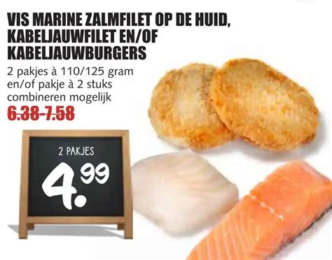 Vis Marine Zalmfilet Op De Huid Kabeljauwfilet En Of Kabeljauwburgers