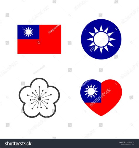 Taiwan National Symbols Vector Set Stock Vector Royalty Free 1267866772