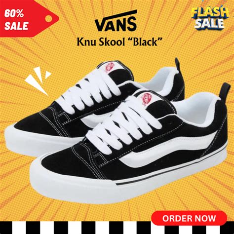 รุ่นฮิตมาใหม่ Vans Knu Skool Classics Black White สีดำ ขาว สุดเท่