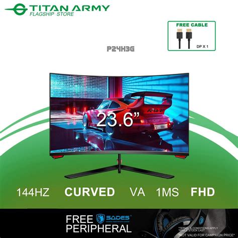 Titan Army Slim Va Curved Hz Ms Gaming Monitor P H G