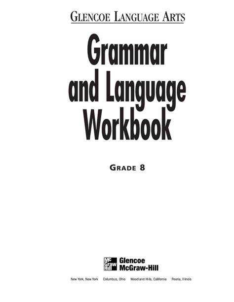 Mcgraw Hill Glencoe Language Arts Grammar And Language Workbook Grade