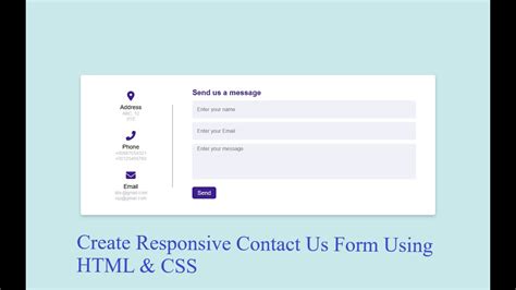 Responsive Contact Us Form Using Html Css Youtube