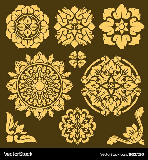 Thai Traditional Ornament And Frame Borders Vector Image