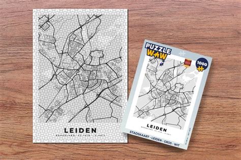 Puzzel Stadskaart Leiden Grijs Wit Legpuzzel Puzzel 1000