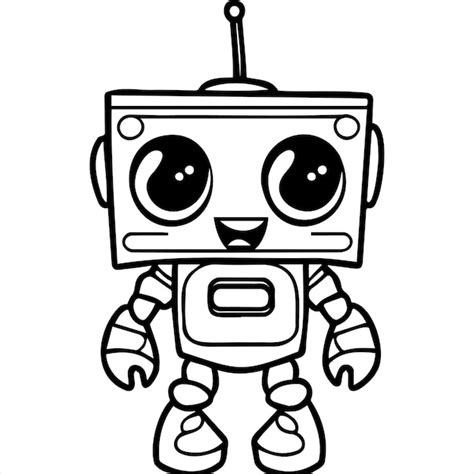 Página para colorear de robots kawaii Vector Premium