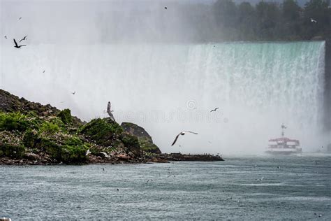 Tour Boat in the Mist Under Horseshoe Falls on the Niagara River Stock ...