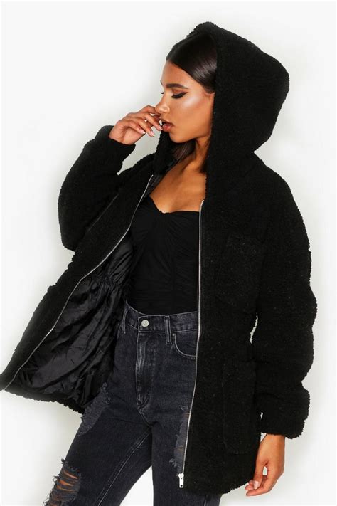 Womens Teddy Faux Fur Utility Jacket Boohoo Uk