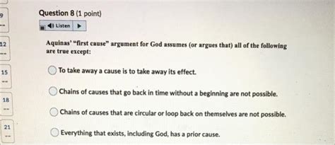 Solved Question 8 1 Point Listen 12 Aquinas “first Cause