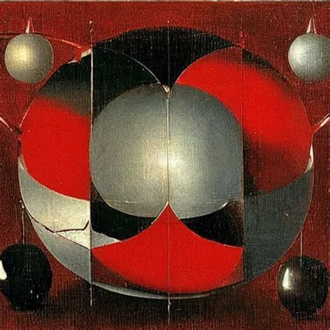 Chrome Spheres On A Red Cube By Hieronymous Bosch Stable Diffusion