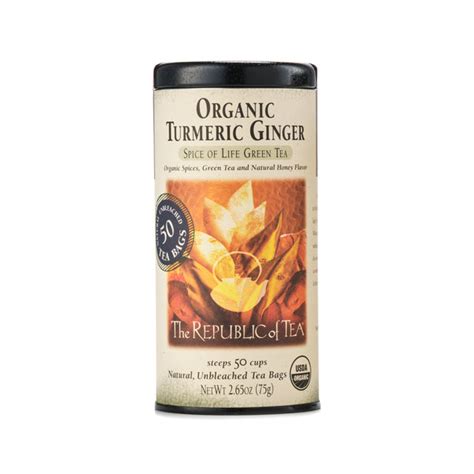 Republic Of Tea Organic Turmeric Ginger 50 Tea Bags Healthy Options