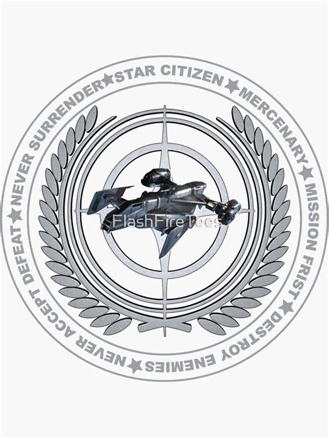 Mercenary Creed Crest Tee Star Citizen Sticker By FlashFireTees