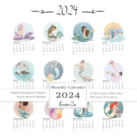 2024 Mermaid Calendar Etsy