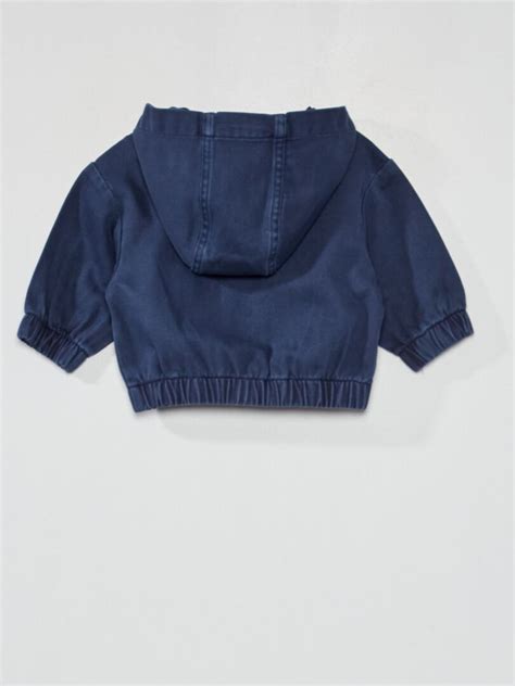 Veste en twill pur coton à capuche bleu foncé Kiabi 8 00