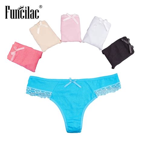 Funcilac Sexy Women Underwear Cotton G String Panties Thong Briefs Intimate Ladies Tanga G