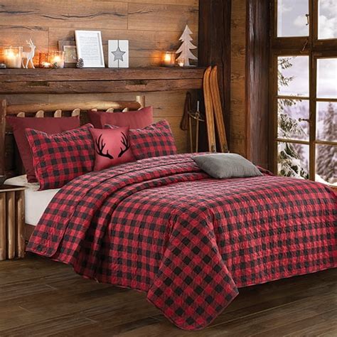 Red And Black Buffalo Plaid Quilt And Sham Set Twin Twin Xl Walmart