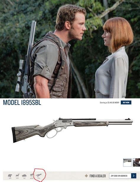 In Jurassic world, Owen (Chris Pratt) uses a Marlin Model 1895SBL. On ...