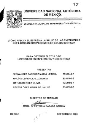 Como Afecta El Estres A La Salud De Las Enfermeras Que Laboran Con