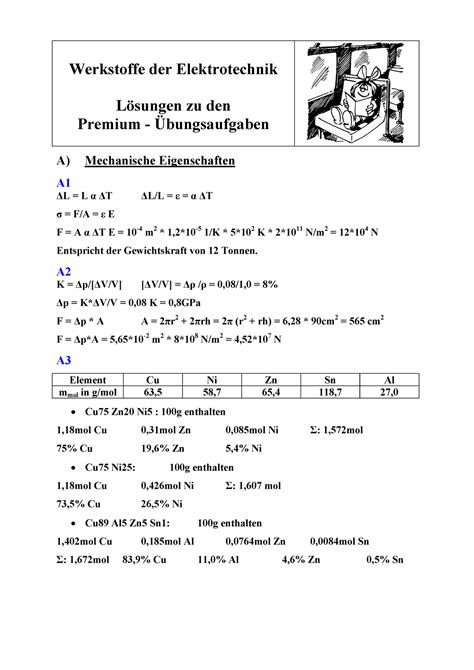 92Loesungen Uebungsdaufgaben Werkstoffe der Elektrotechnik Lösungen