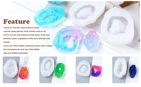 Fineinno Pcs Gemstone Resin Molds Quartz Rock Cluster Silicone Molds